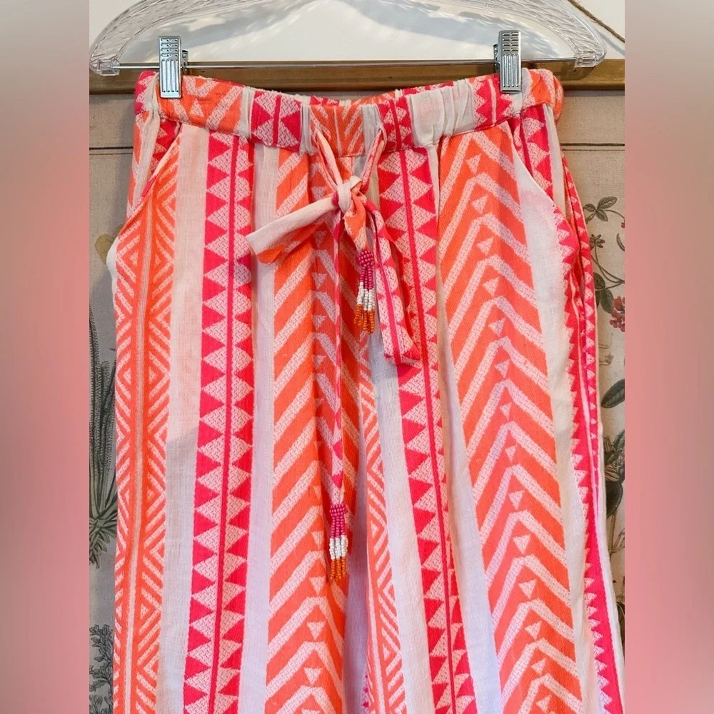 NWT Anthropologie Farm Rio Geometric Floral Embroidered Striped Pants Pink XS - Picture 4 of 16